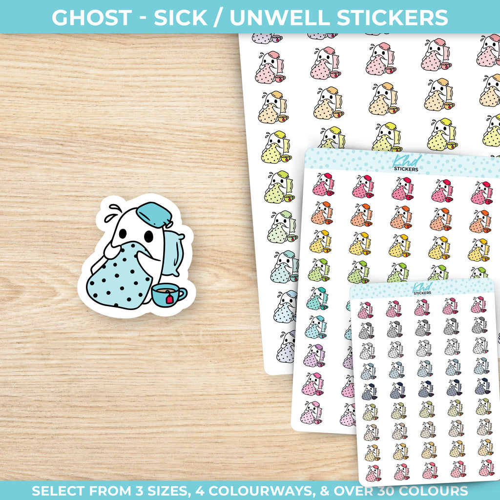 Ghost Sick in Bed Planner Stickers Small