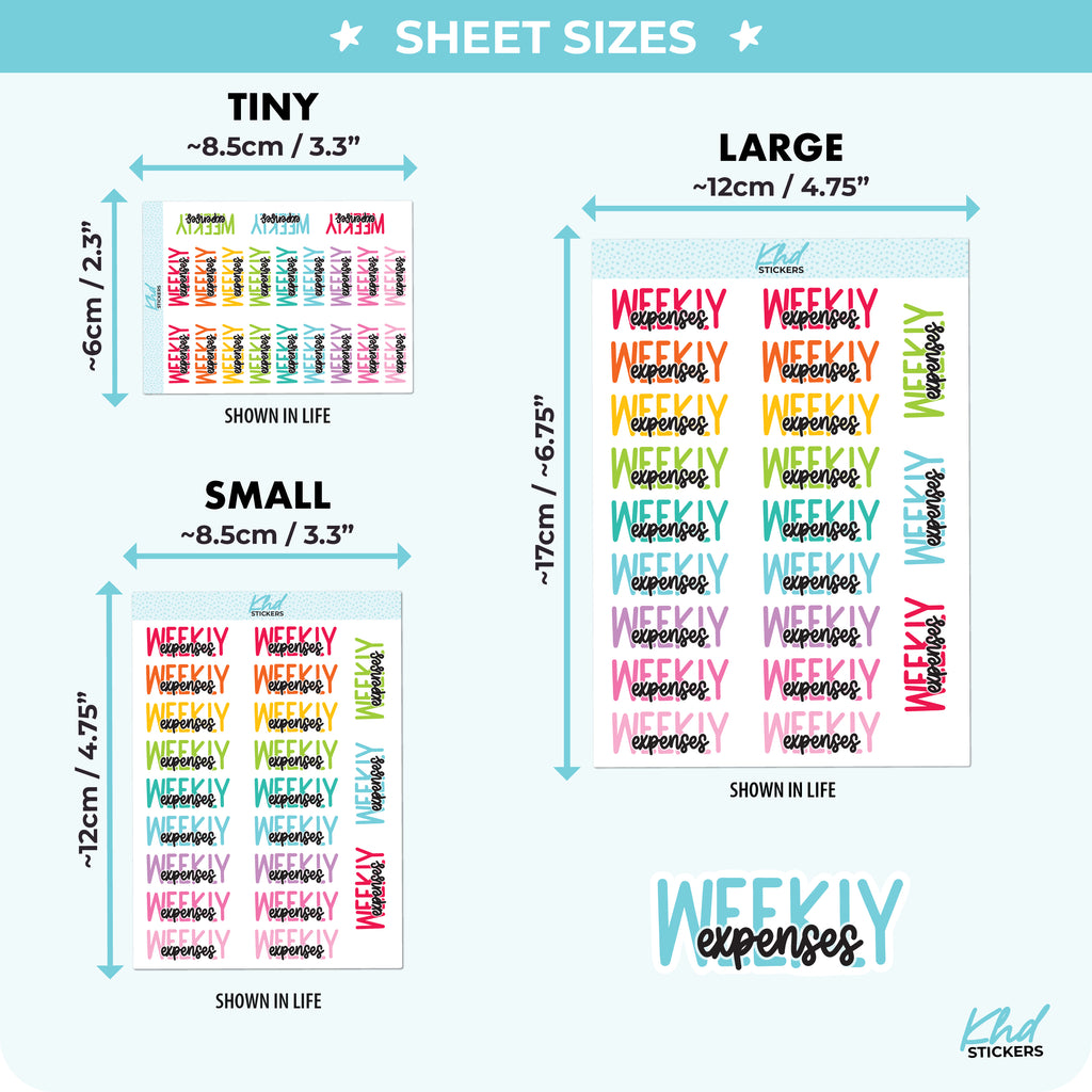 Weekly Expenses Planner Stickers Small