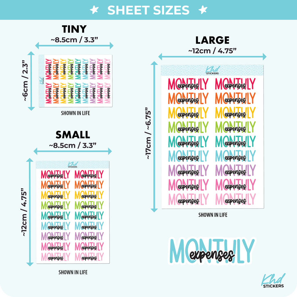 Monthly Expenses Planner Stickers Small