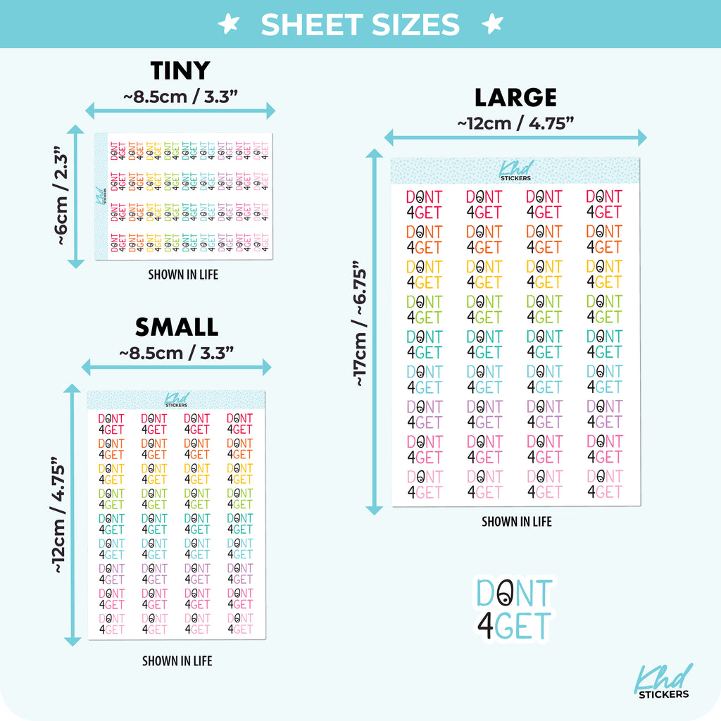 Don't Forget Planner Stickers Small