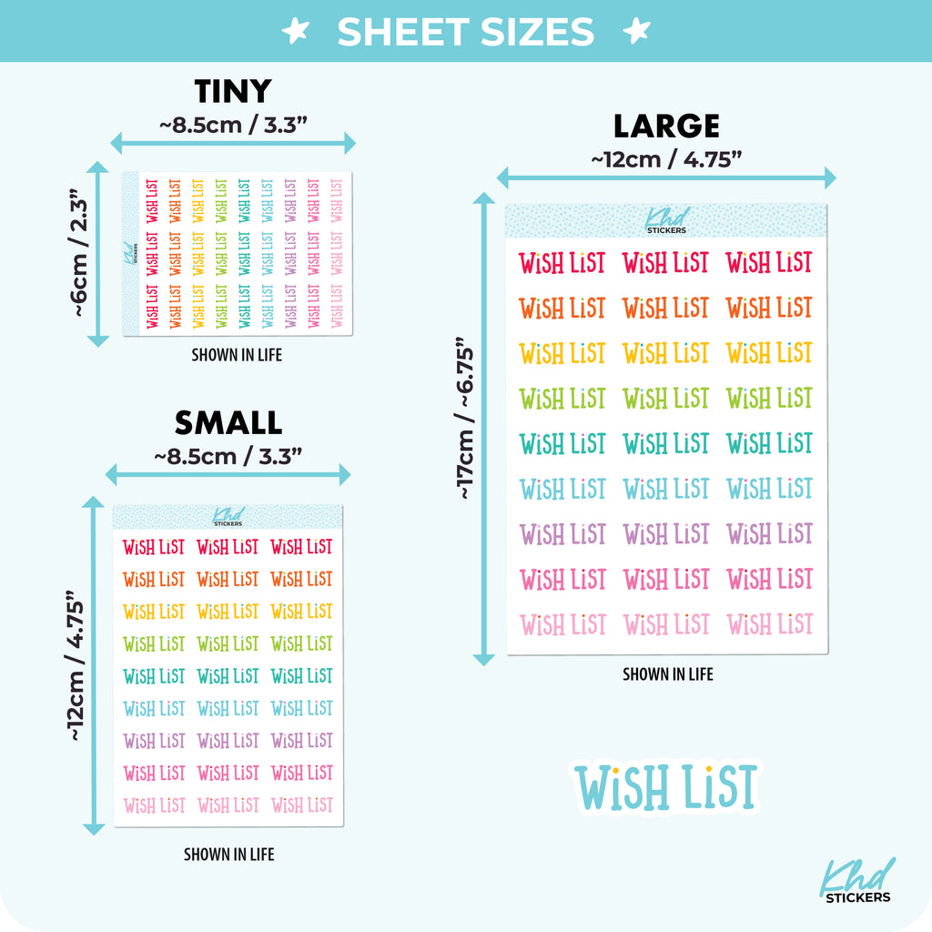 Wishlist Planner Stickers Small