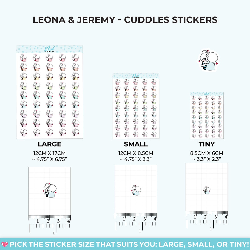 Planner Girl Leona with Jeremy Cuddles and Hugs Planner Stickers Small