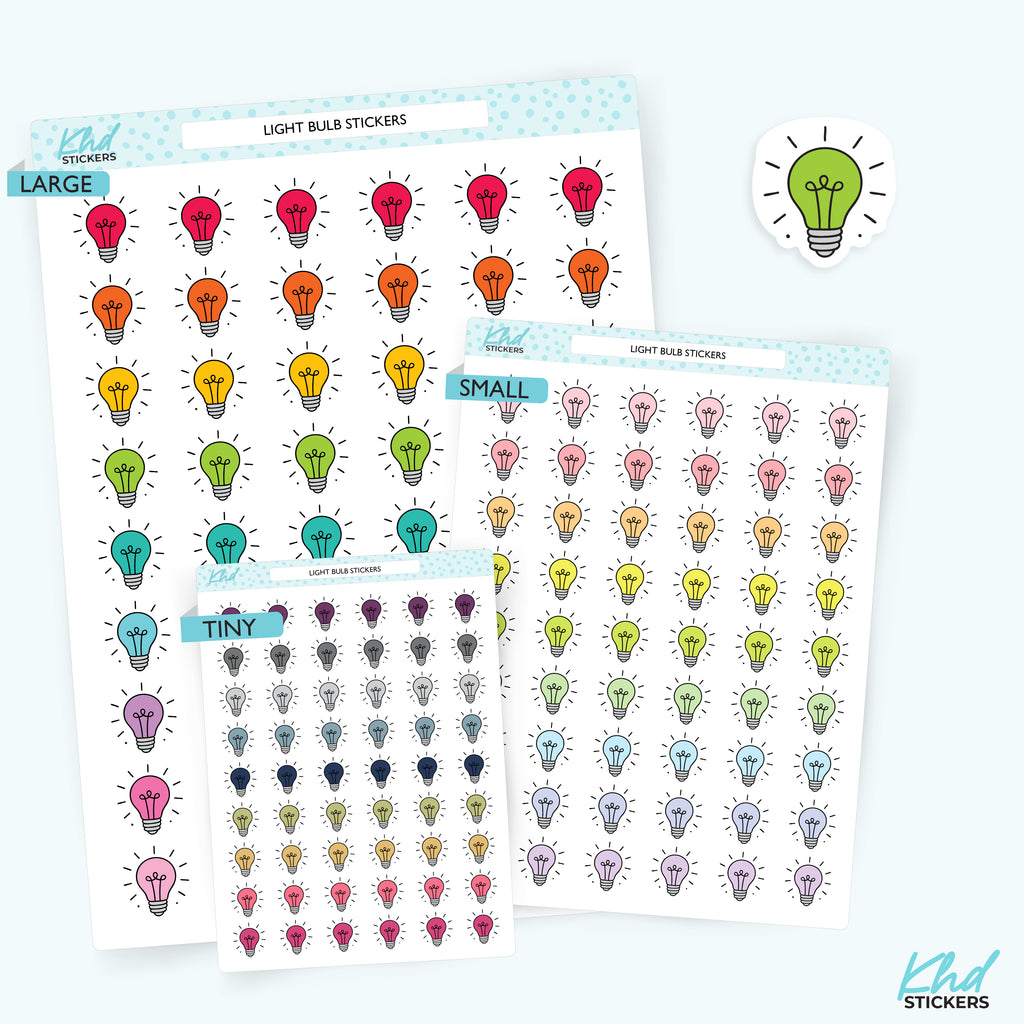 Light Bulb Stickers – Functional Planner Icon in Multiple Colours Small