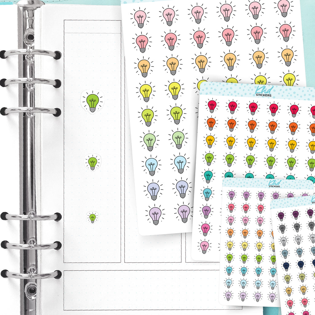 Light Bulb Stickers – Functional Planner Icon in Multiple Colours Small