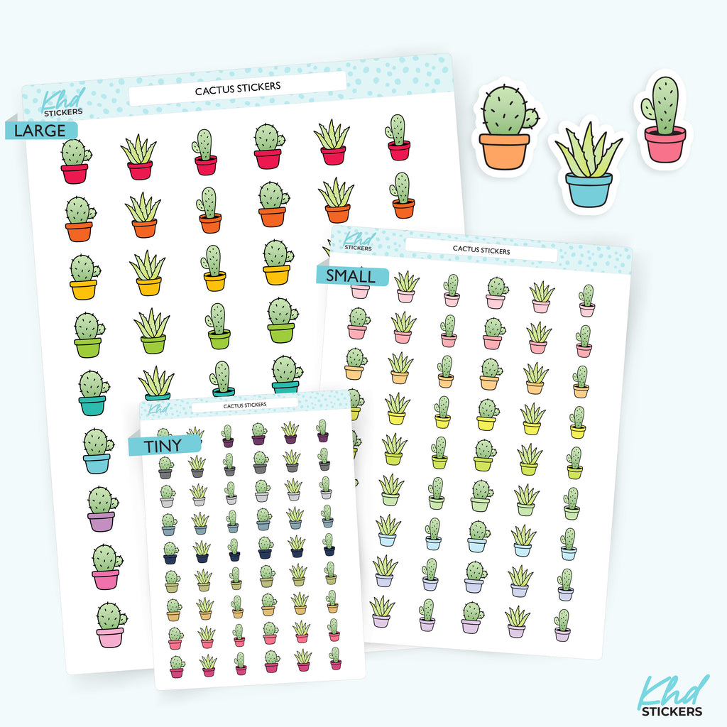 Cactus Pot Plant Stickers Small / LIFE