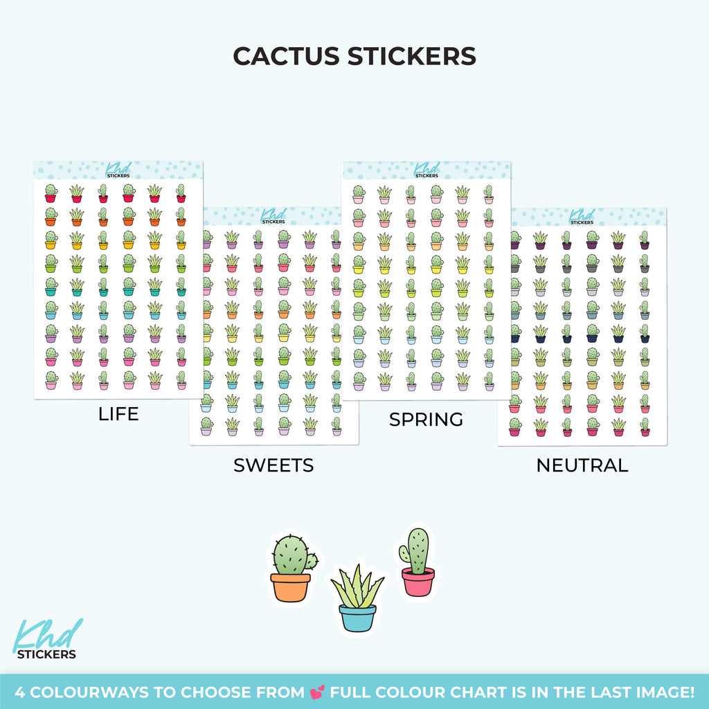 Cactus Pot Plant Stickers Small / LIFE