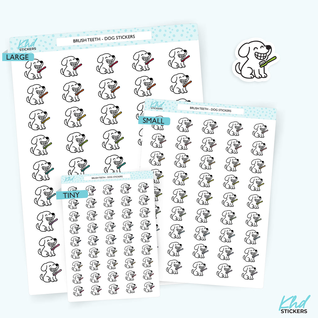 Brush Dog Teeth Stickers Small / LIFE