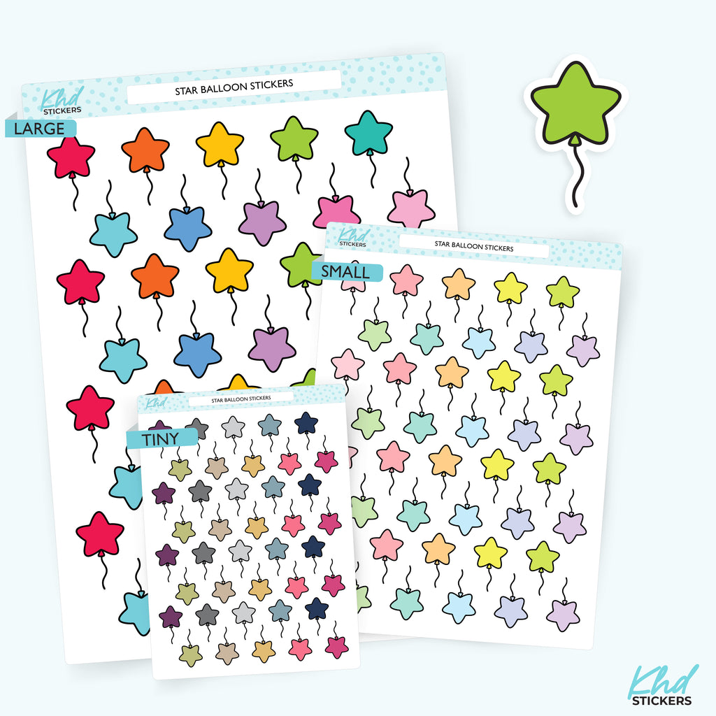 Star Balloon Stickers – Functional Icons for Birthdays & Special Days Small