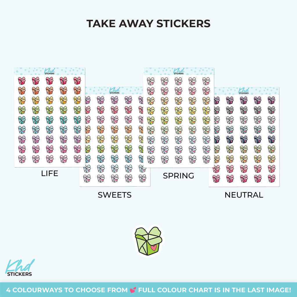 Takeout Food Box Stickers – Planner Icons for Takeaway Nights Small