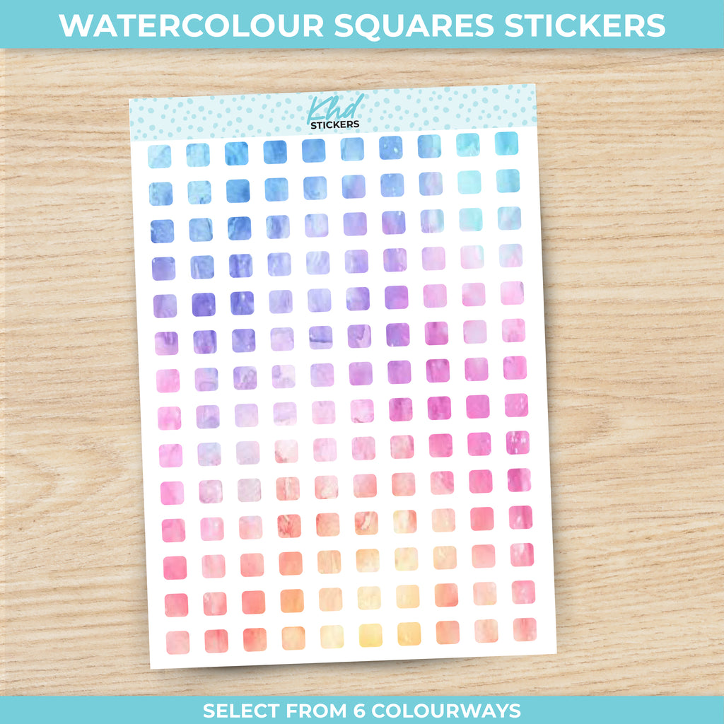 Watercolour Squares Planner Stickers Aurora