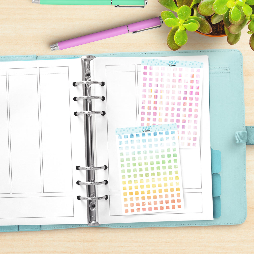 Watercolour Squares Planner Stickers Aurora