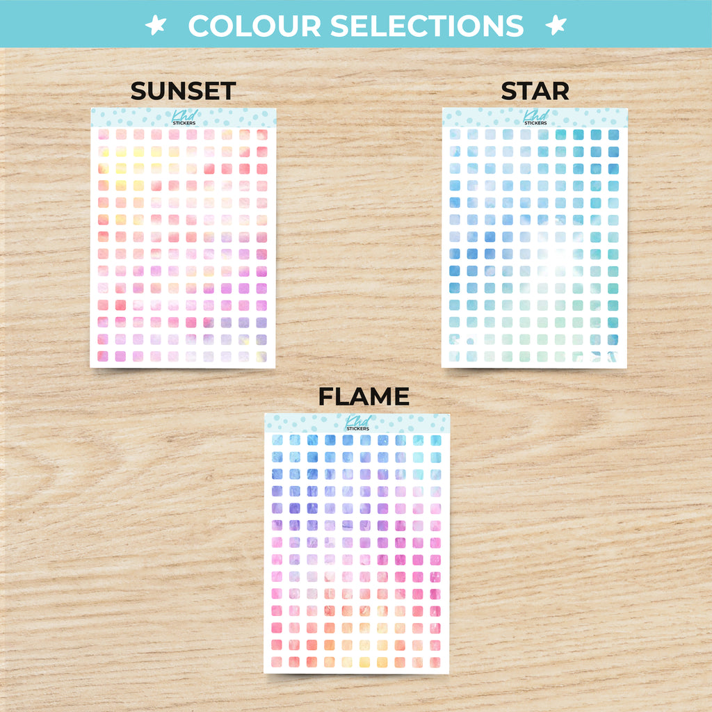 Watercolour Squares Planner Stickers Aurora