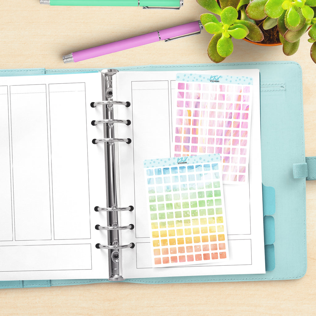 Medium Squares Planner Stickers Aurora