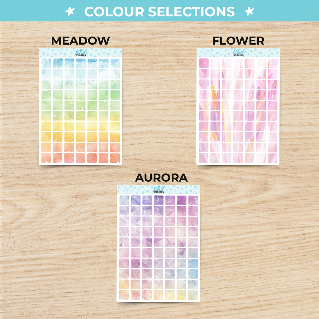 Large Squares Planner Stickers Aurora