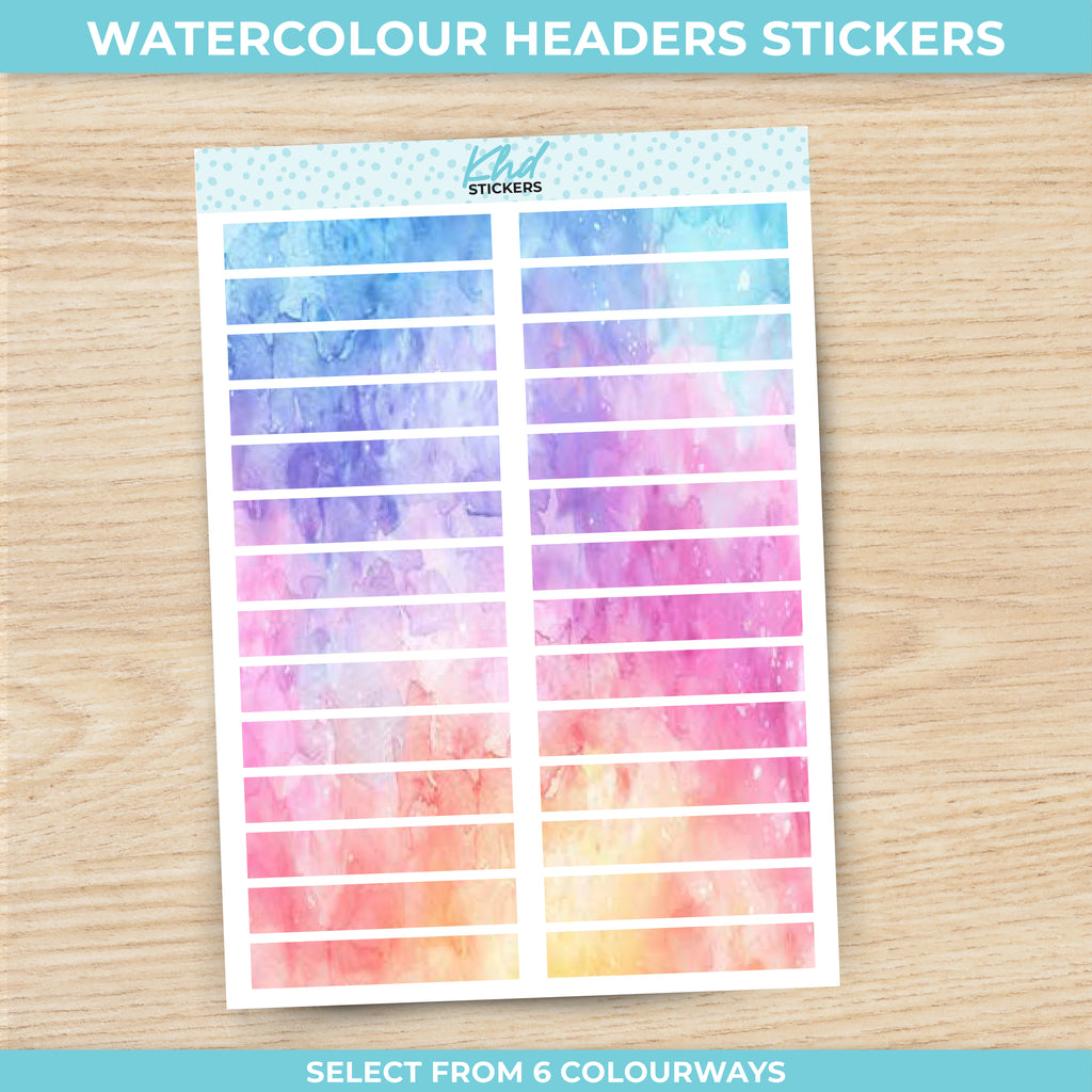 Watercolour Header Strips Planner Stickers Aurora