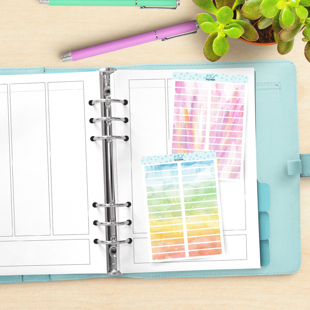 Watercolour Header Strips Planner Stickers Aurora