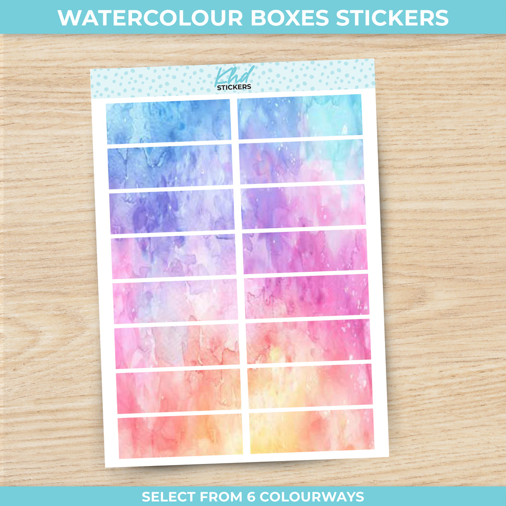 Watercolour Boxes Planner Stickers Aurora