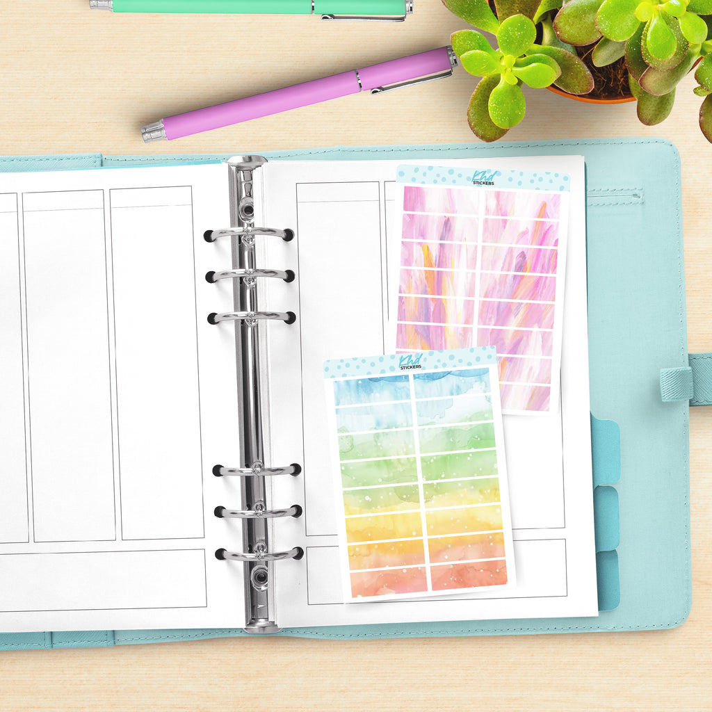 Watercolour Boxes Planner Stickers Aurora