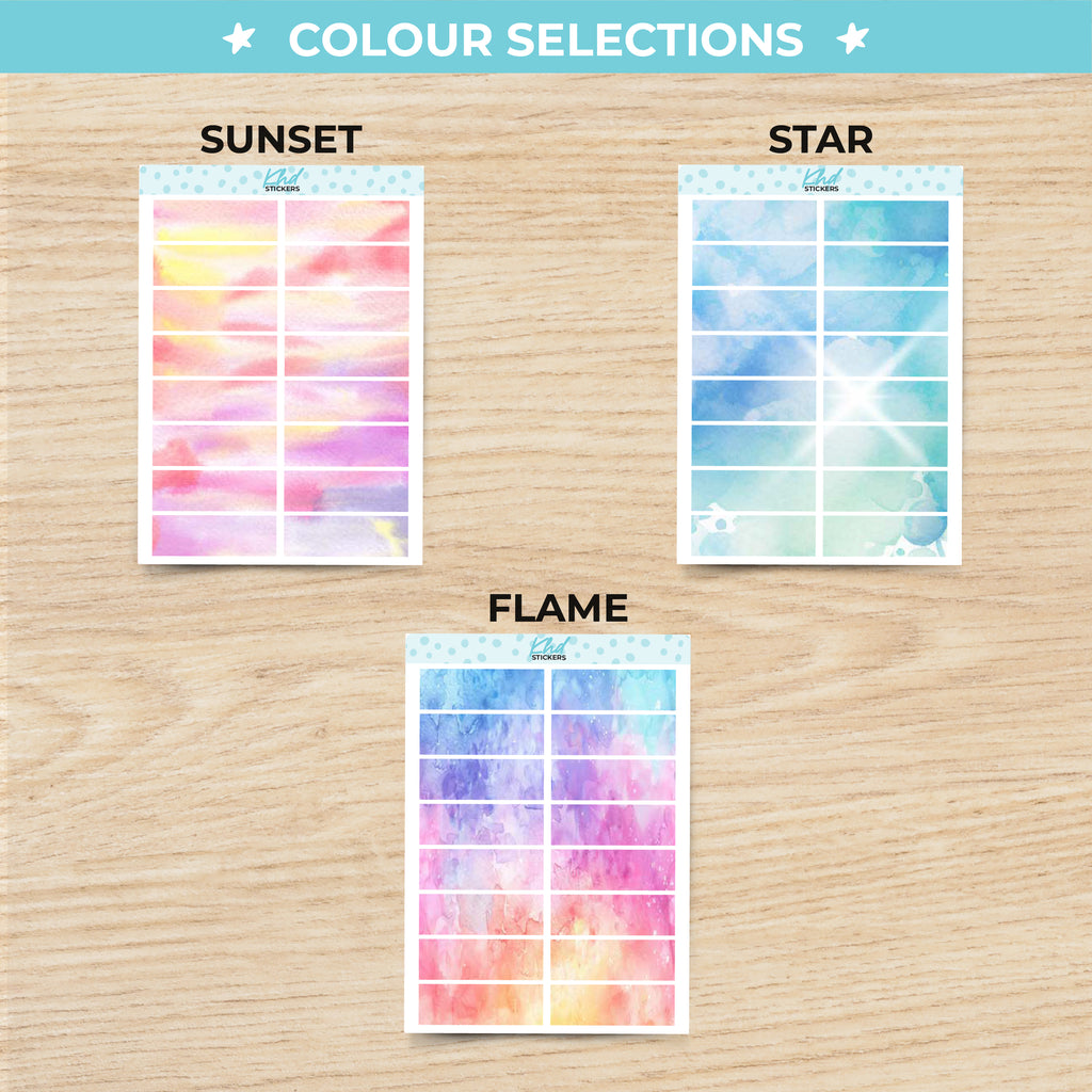 Watercolour Boxes Planner Stickers Aurora