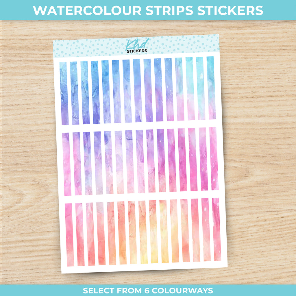 Watercolour Small Header Strips / Boxes Planner Stickers Aurora