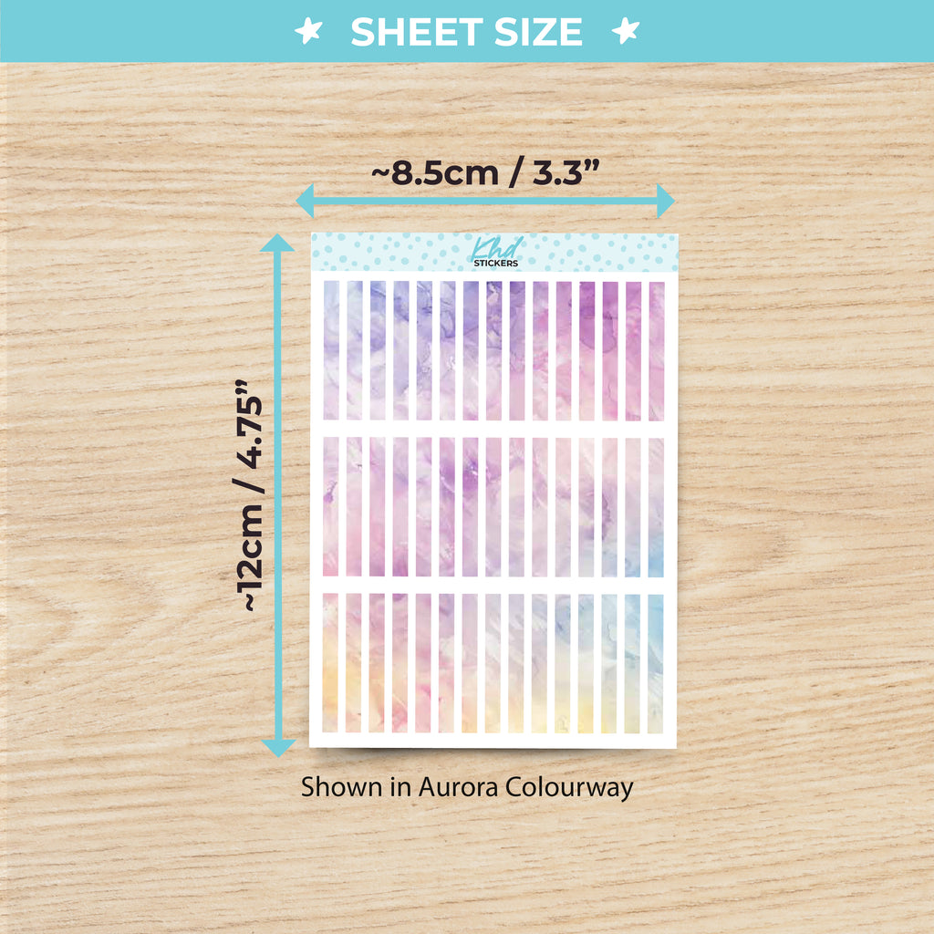 Watercolour Small Header Strips / Boxes Planner Stickers Aurora