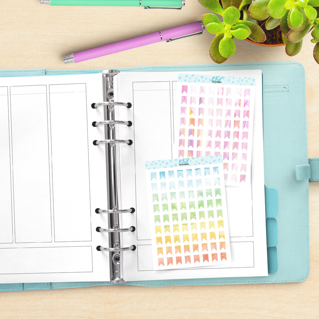 Watercolour Flags Planner Stickers Aurora