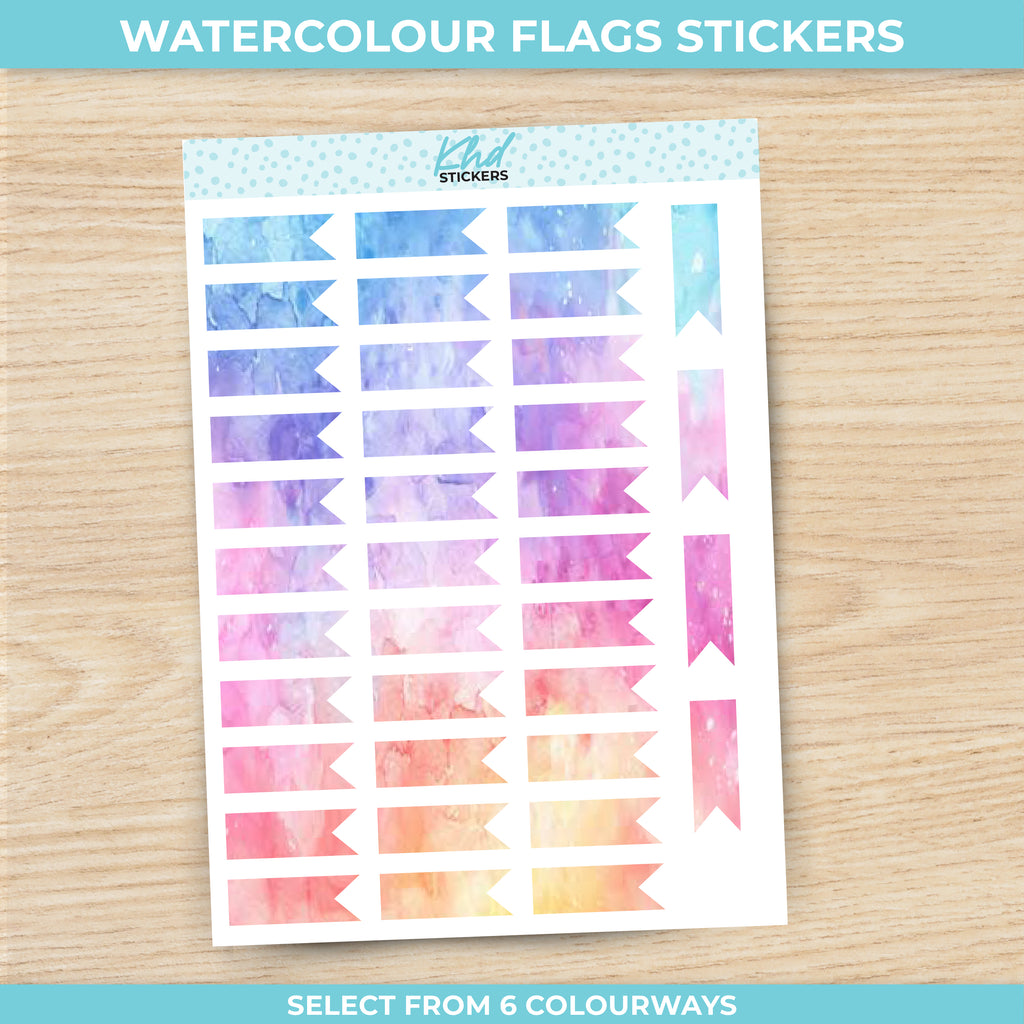 Watercolour Flags Planner Stickers Aurora