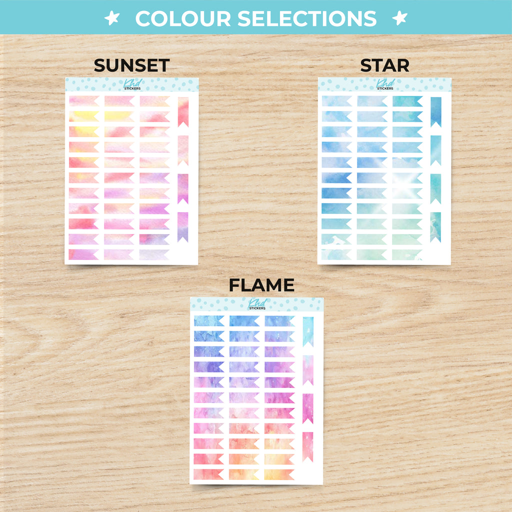 Watercolour Flags Planner Stickers Aurora