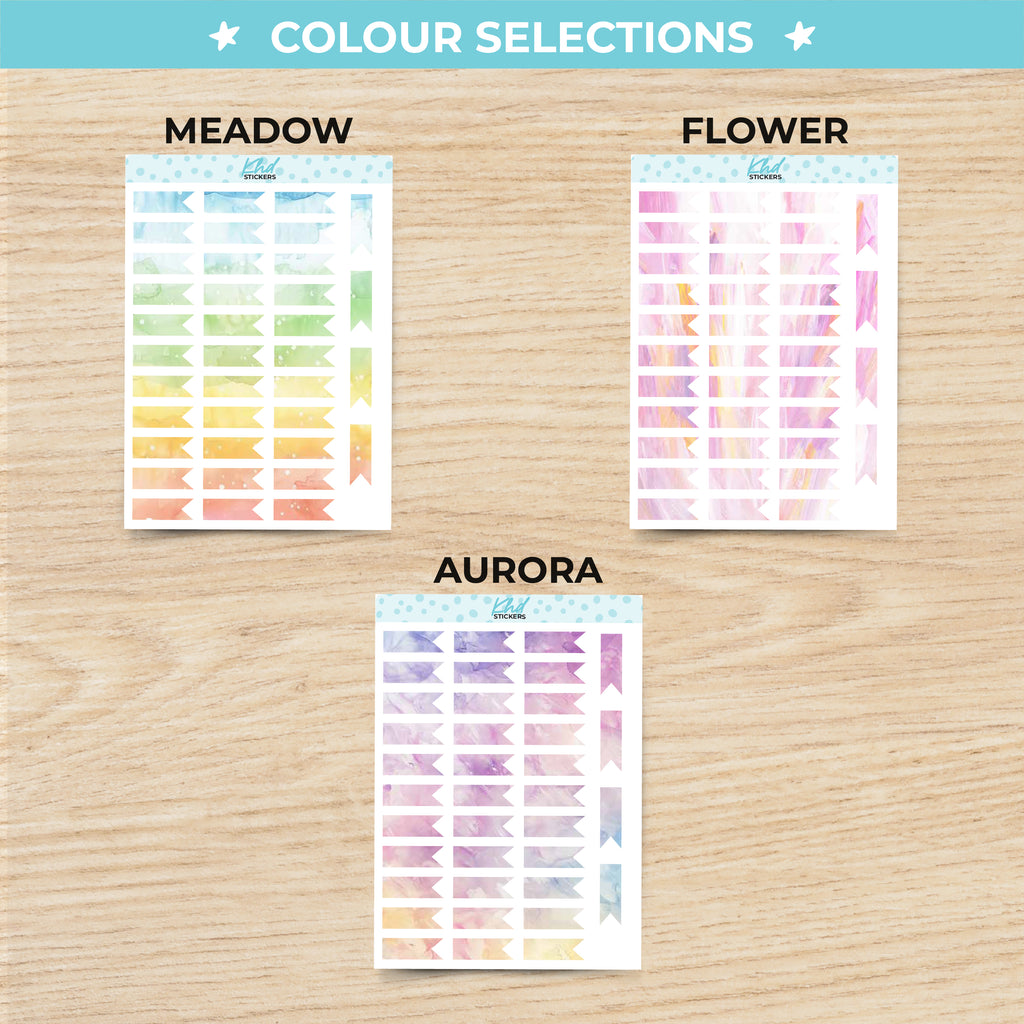 Watercolour Flags Planner Stickers Aurora