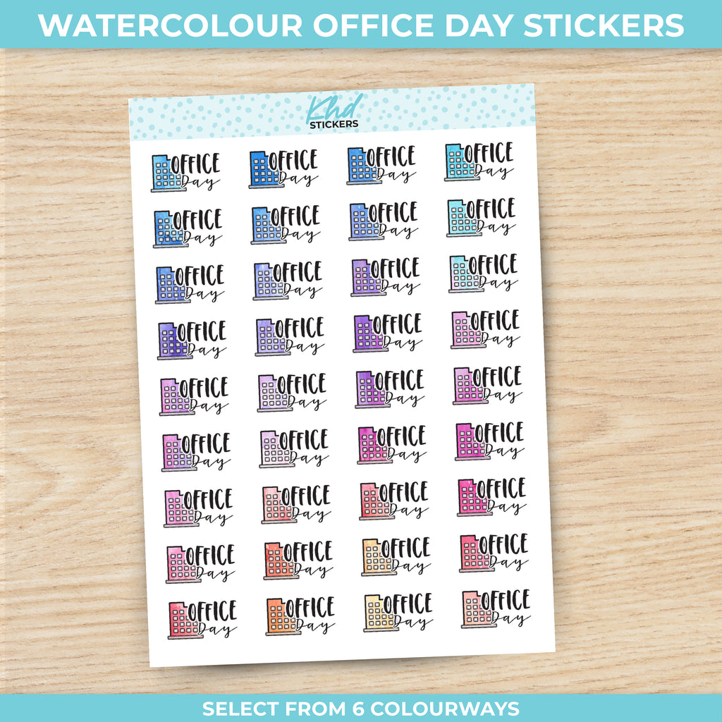 Watercolour Office Day Planner Stickers Aurora