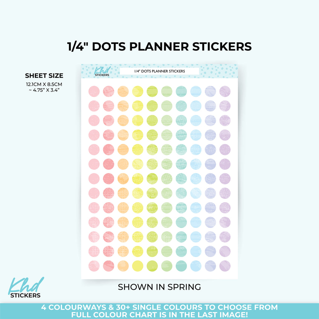 1/4" Watercolour Dot Stickers – Functional Pastel Planner Dots Vinyl (Removable) / LIFE
