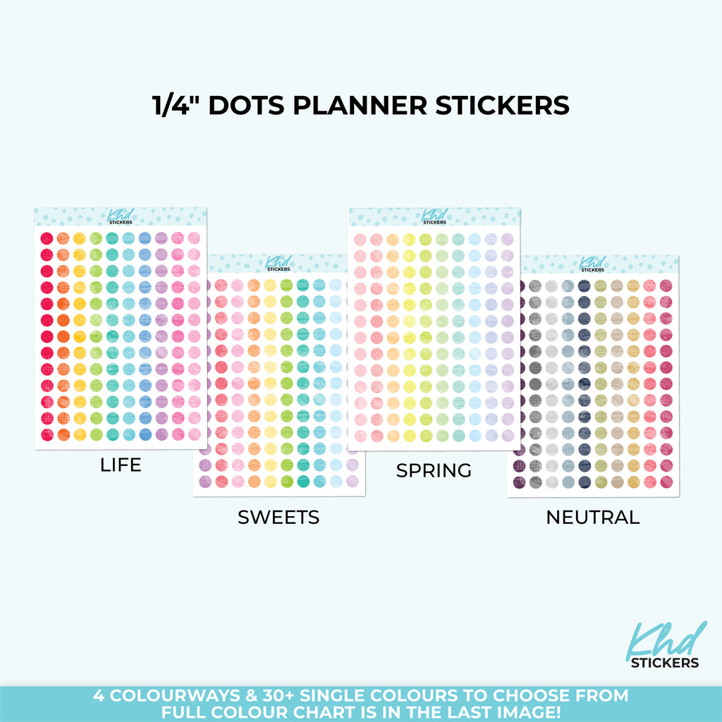 1/4" Watercolour Dot Stickers – Functional Pastel Planner Dots Vinyl (Removable) / LIFE