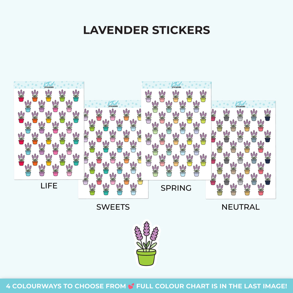 Lavender Pot Plant Stickers Small / LIFE