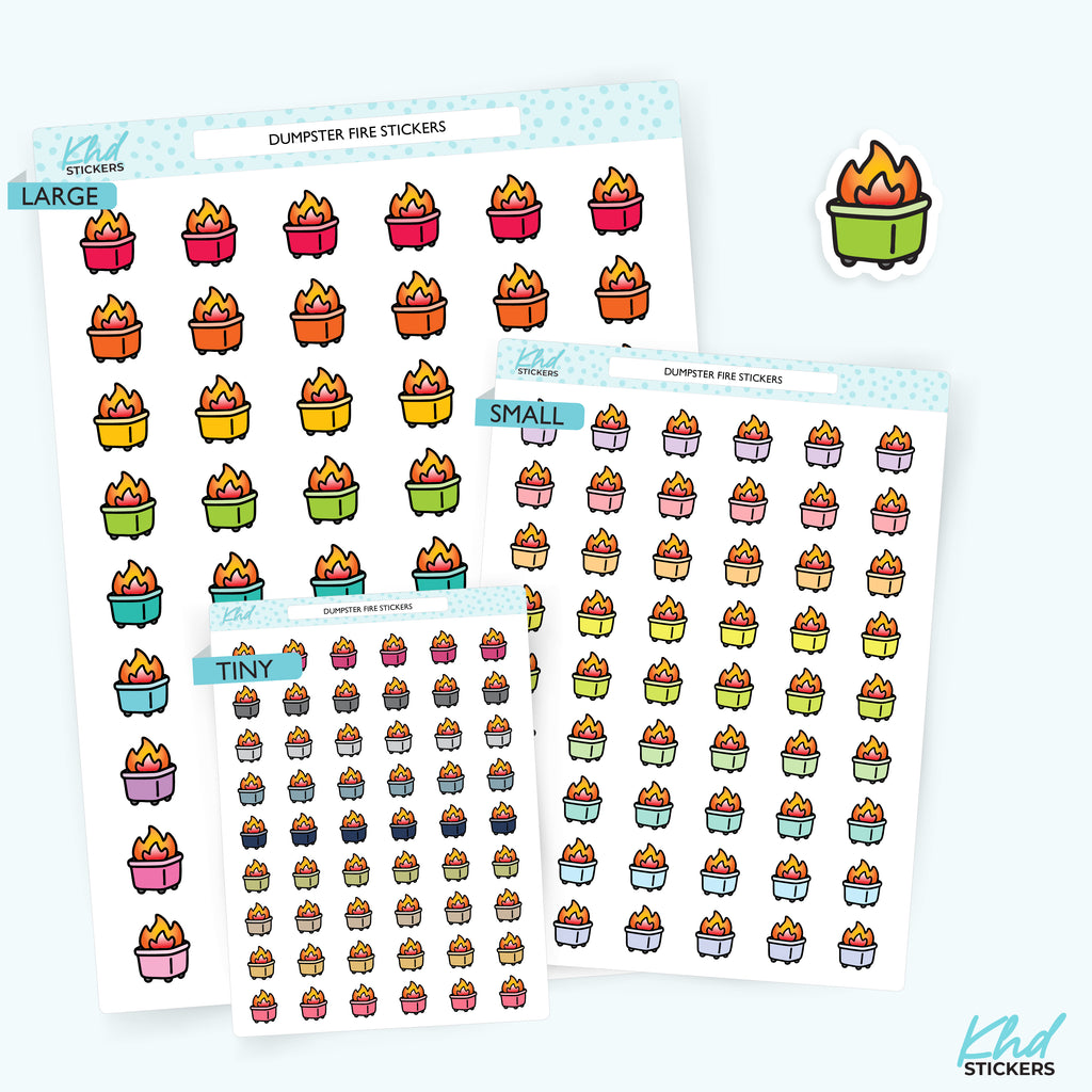 Dumpster Fire Stickers – Funny Planner Stickers for Bad Days Small / LIFE