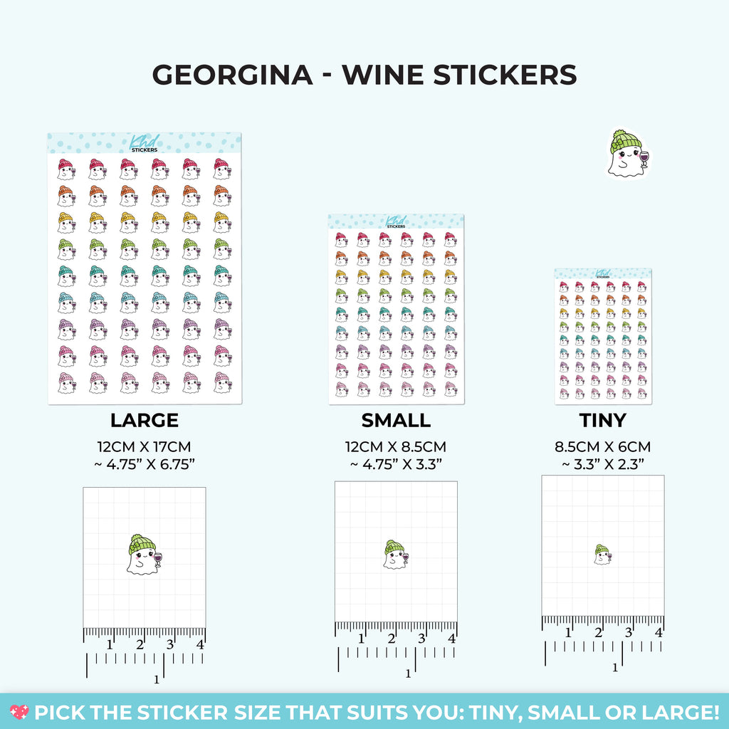 Georgina Ghost with a Glass of Wine Stickers