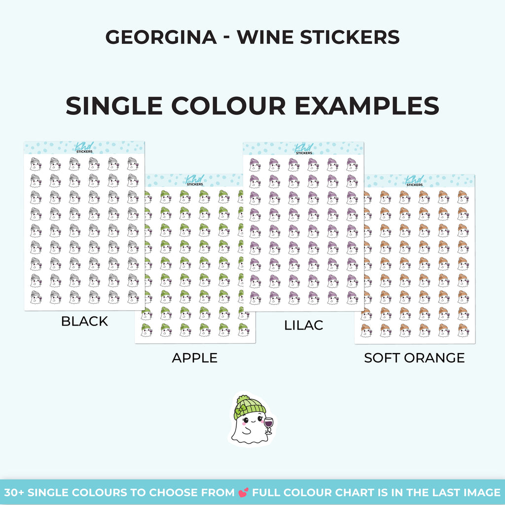 Georgina Ghost with a Glass of Wine Stickers