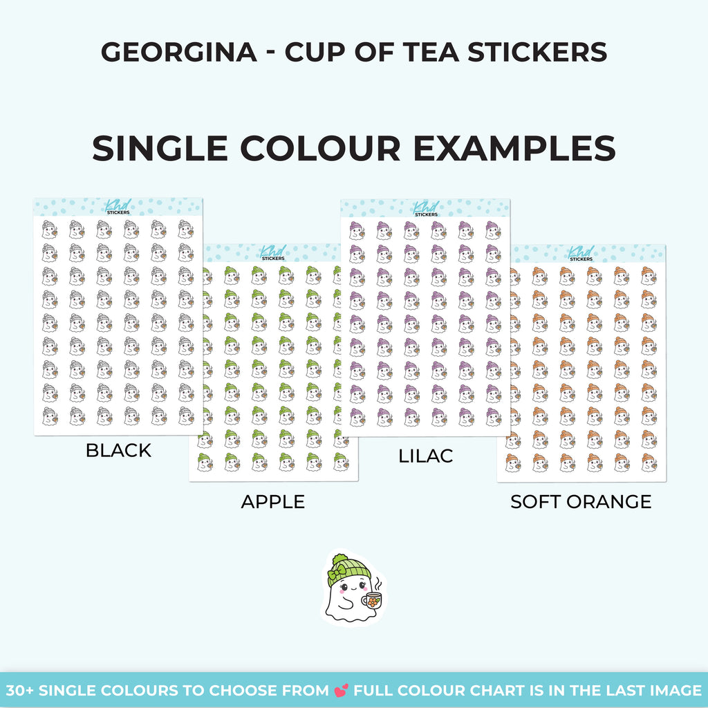 Georgina Ghost with a Cup of Tea Stickers