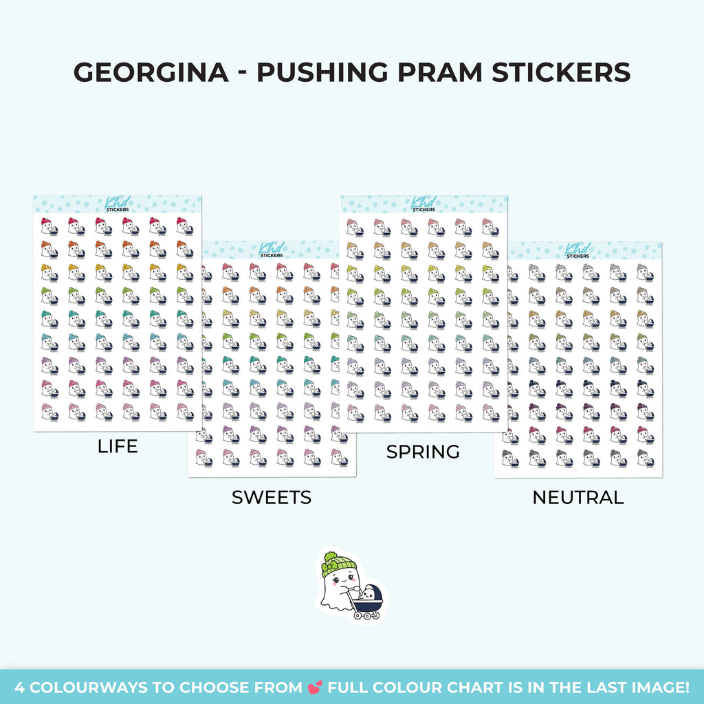 Georgina Ghost Pushing a Pram Stickers