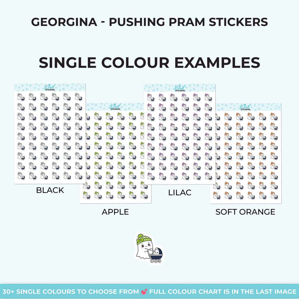 Georgina Ghost Pushing a Pram Stickers