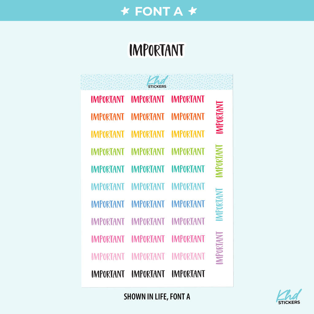 Important Planner Stickers Small