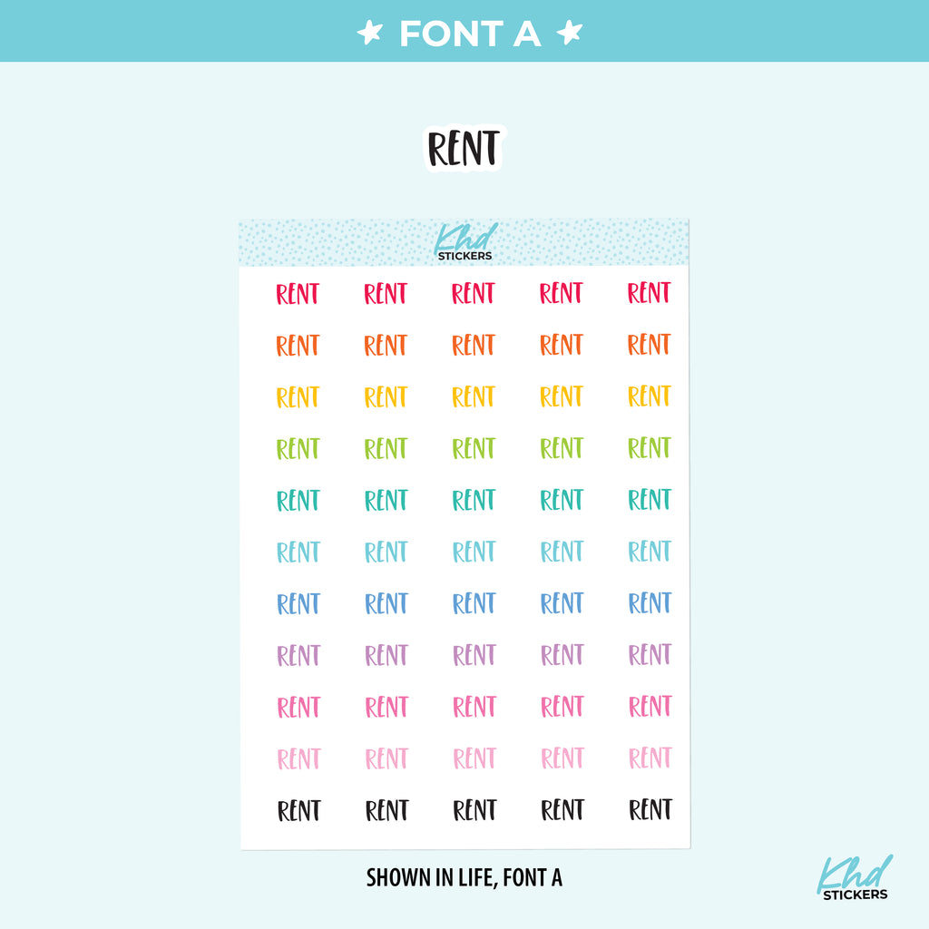 Rent Planner Stickers Small