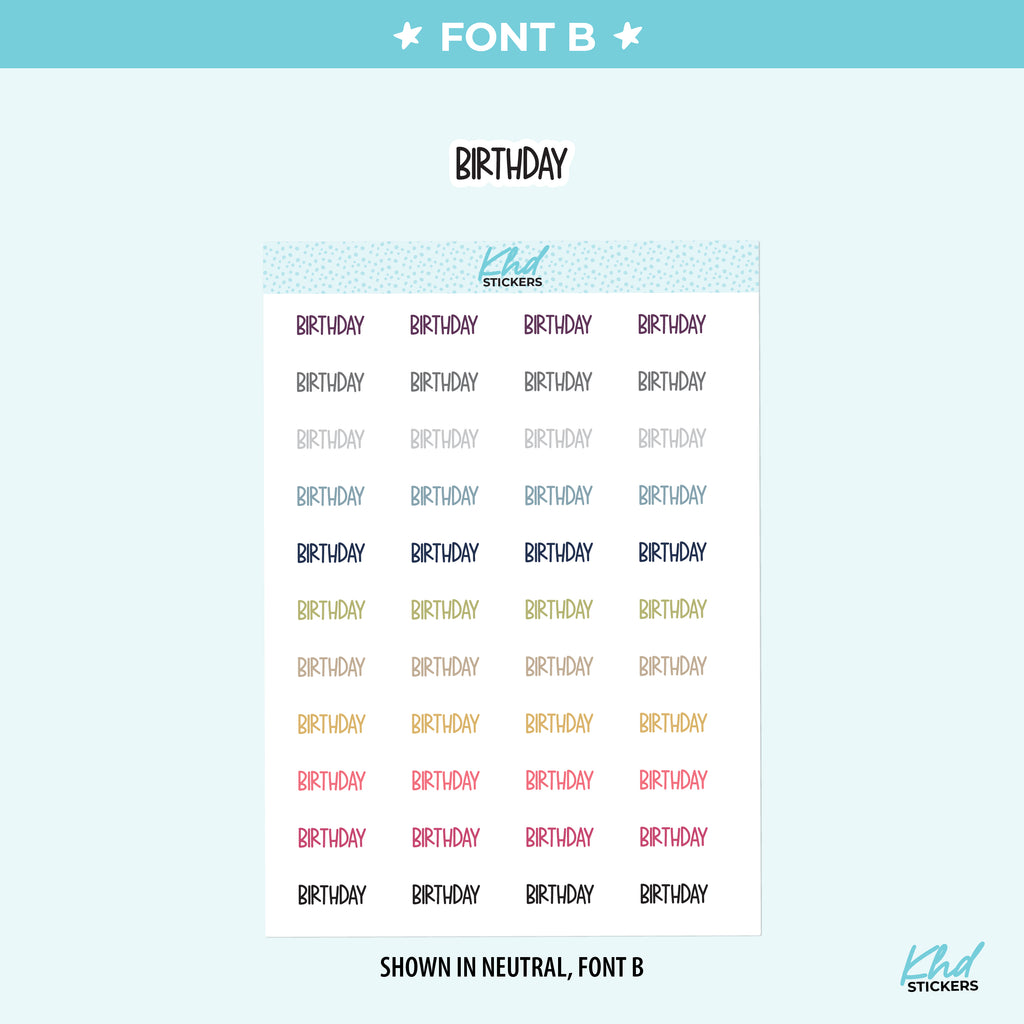 Birthday Planner Stickers Small