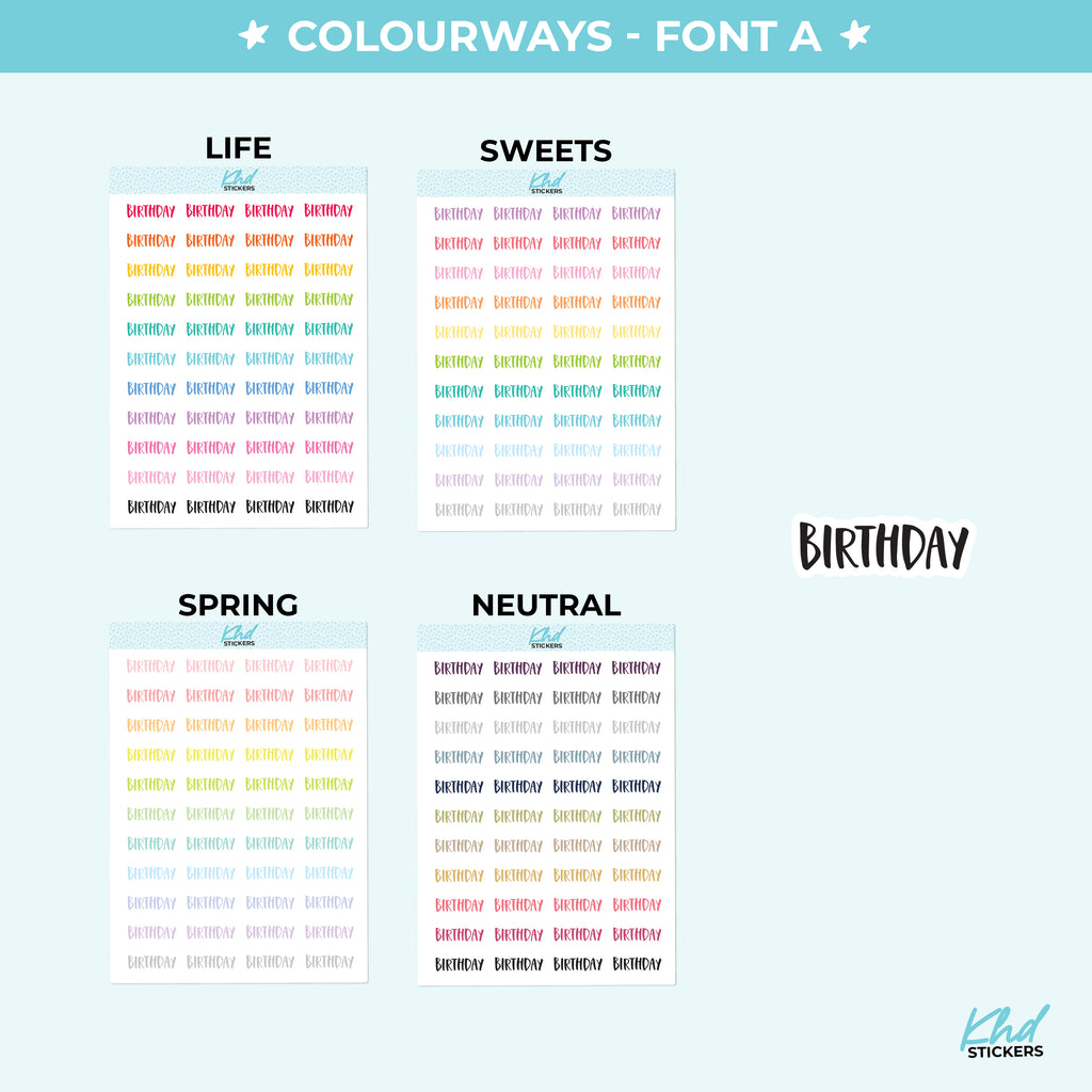 Birthday Planner Stickers Small