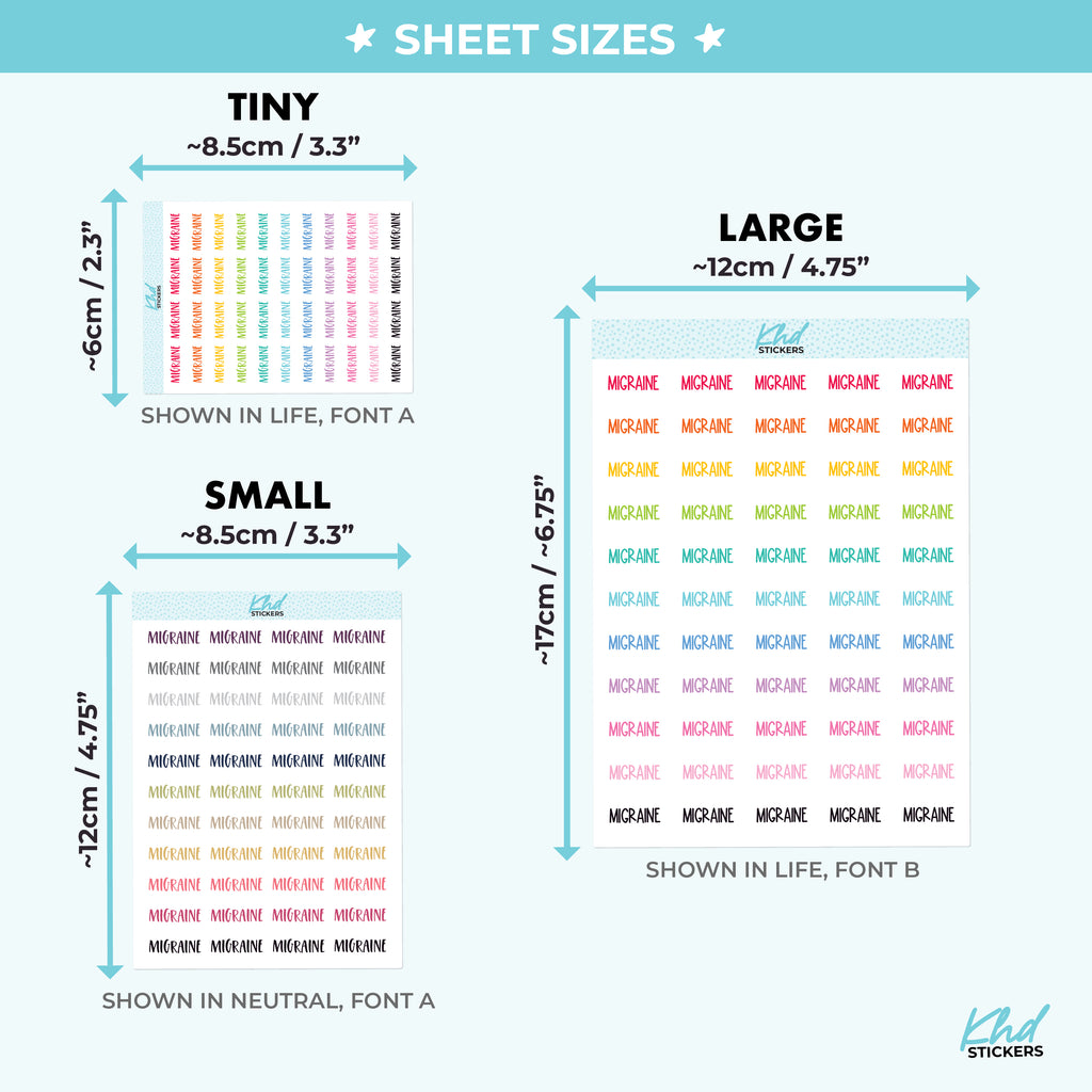 Migraine Planner Stickers Small