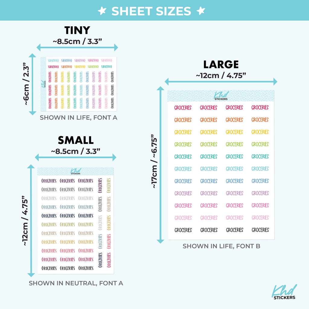 Groceries Planner Stickers Small