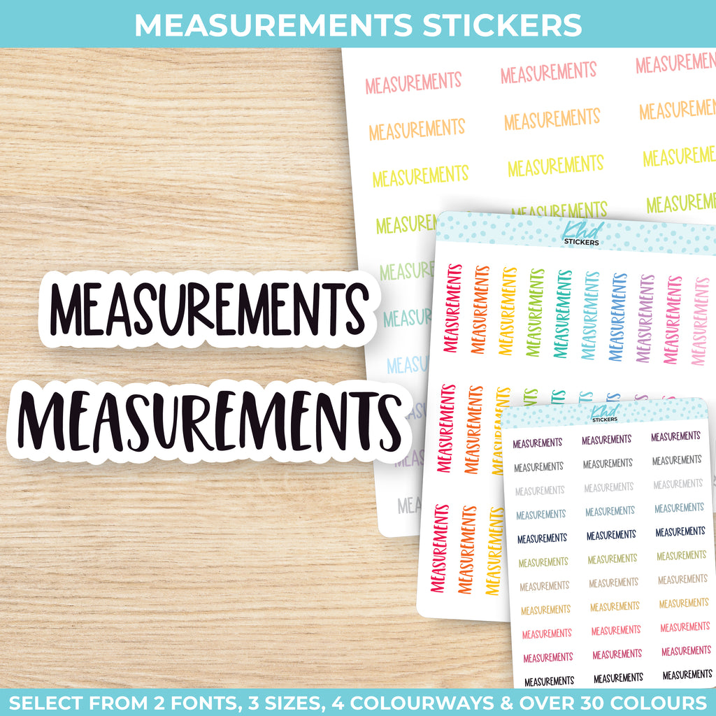 Measurements Planner Stickers Small