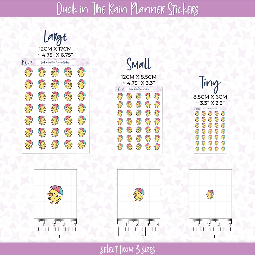 Kawaii Duck In The Rain Planner Stickers Small