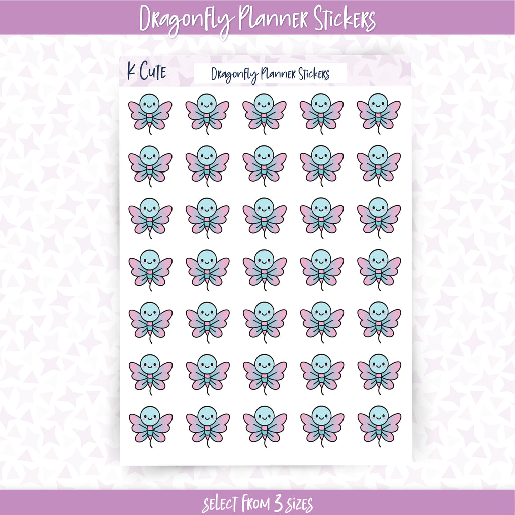 Kawaii Dragonflies – Pink & Blue Planner Stickers Small