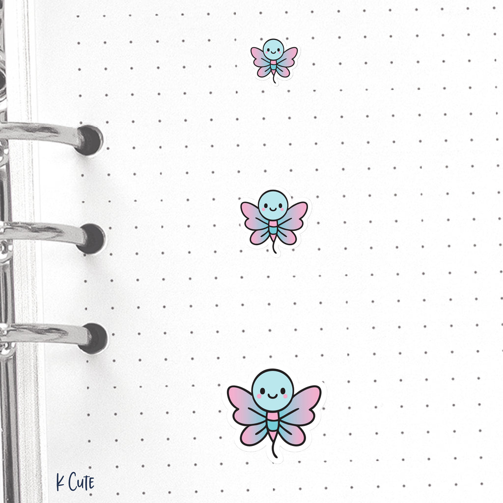 Kawaii Dragonflies – Pink & Blue Planner Stickers Small
