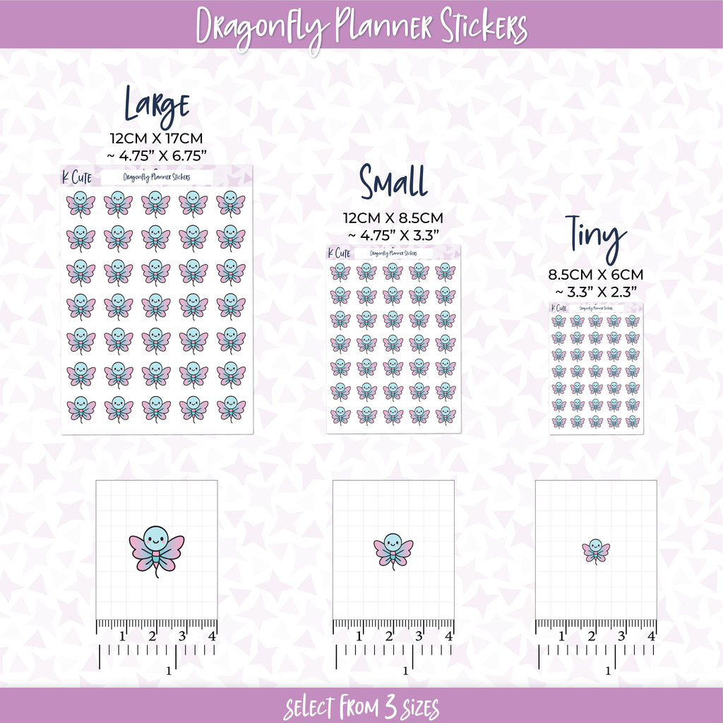 Kawaii Dragonflies – Pink & Blue Planner Stickers Small